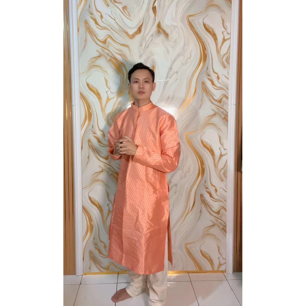 BAJU INDIA PRIA KURTA ONE SET PEACH