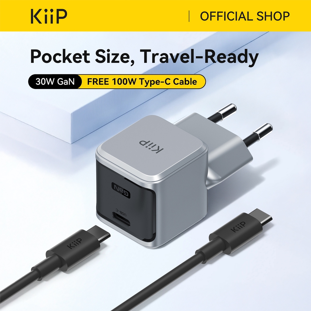 KiiP Wall Charger 30W Mini Adaptor GaN3 Fast Charger PD QC 3.0