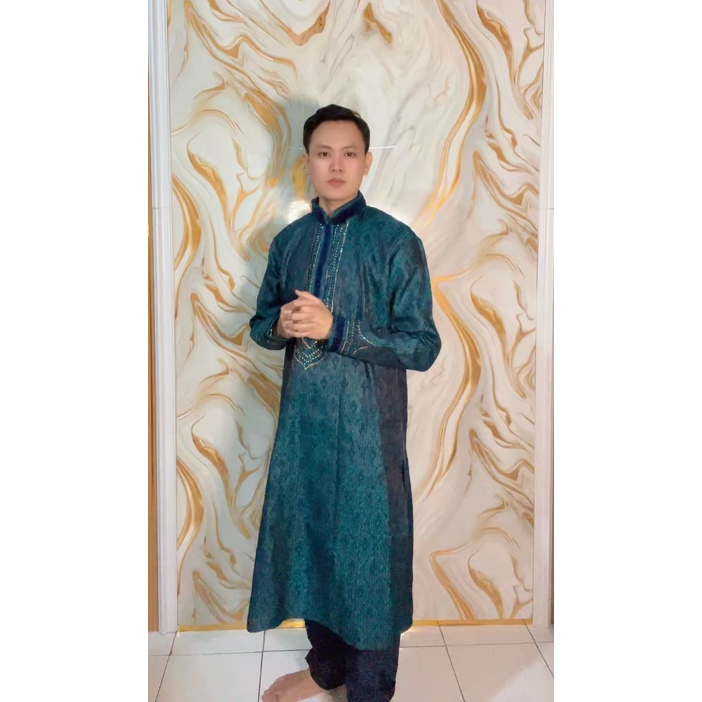 BAJU INDIA PRIA KURTA ONE SET EMERALD BLUE