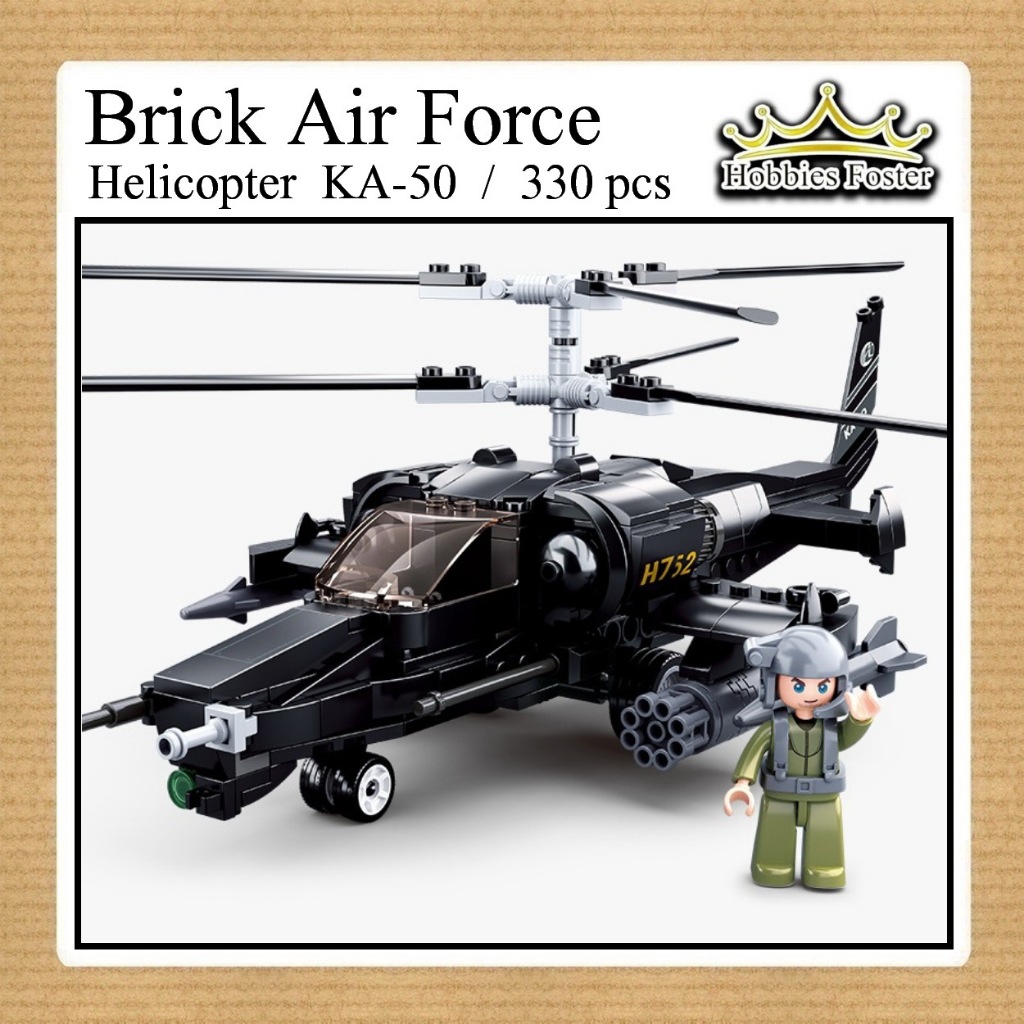HBF Air Force Military Helicopter - Mainan DIY Pesawat Perang Black Hawk Sluban - B0752