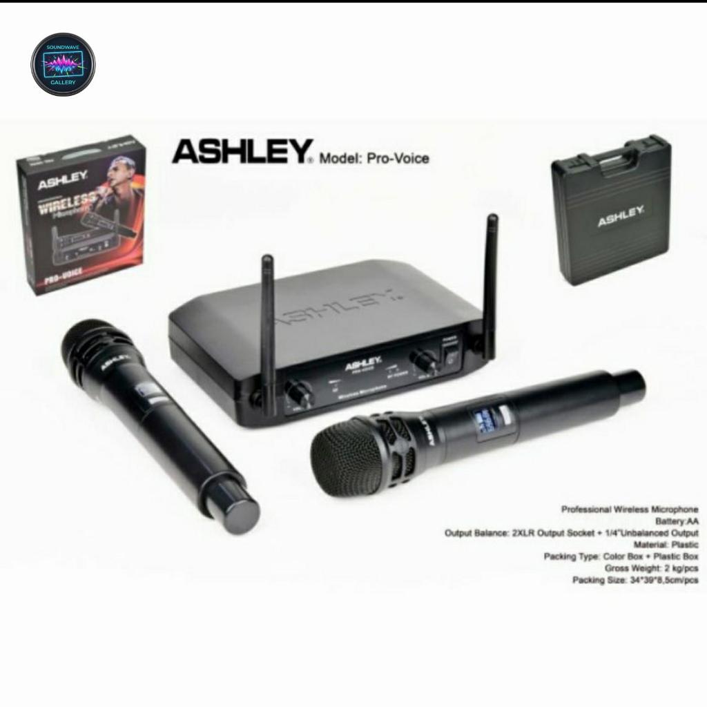 Microphone Wireless Ashley Pro Voice Original 2 Mic Handheld UHF Jarak 50M Free Koper Hitam | Mikrof