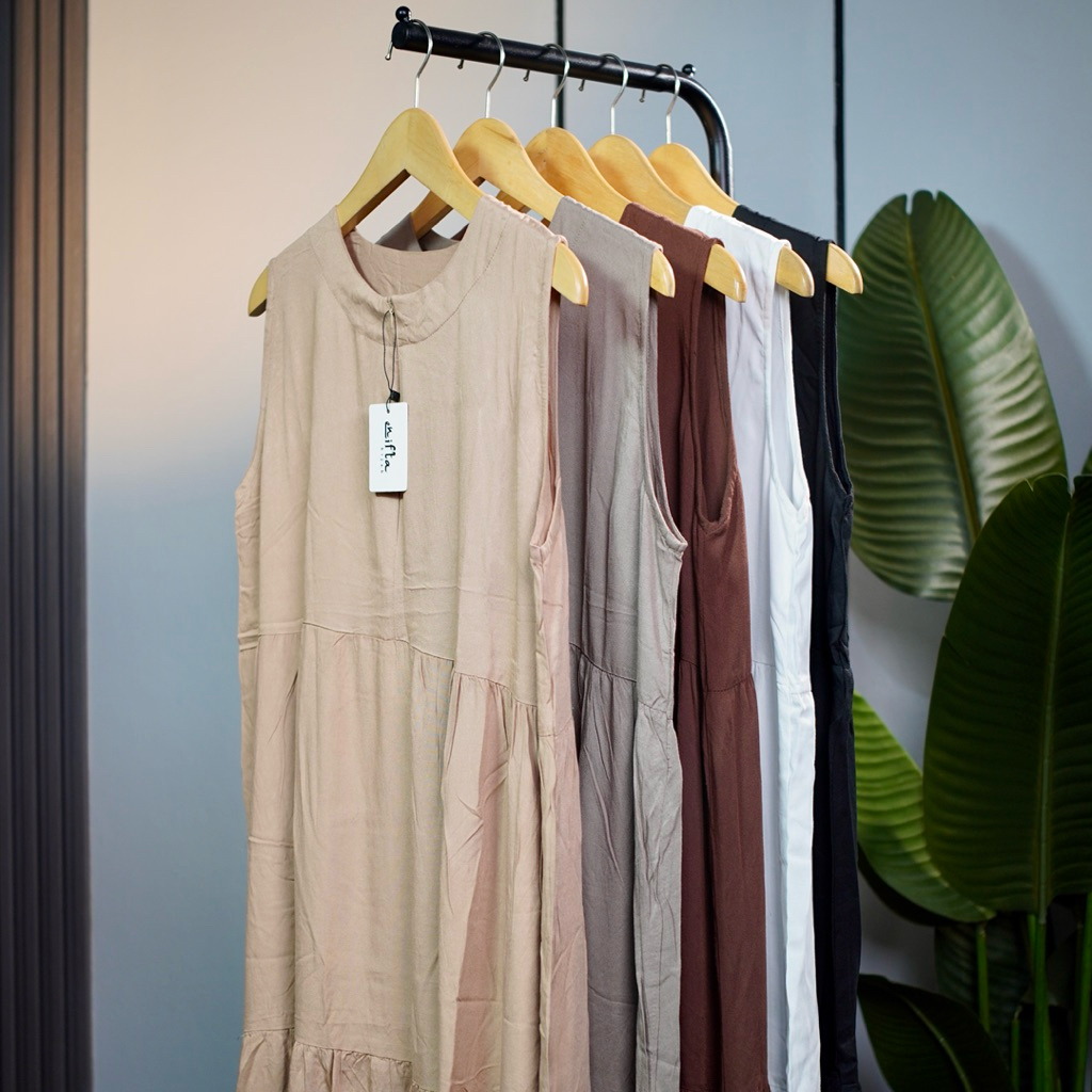 INNER DRESS SUSUN RAYON TWILL PREMIUM ENIFTA Dress Wanita Busui Tanpa Lengan Bawah Lebar Nyaman Eleg