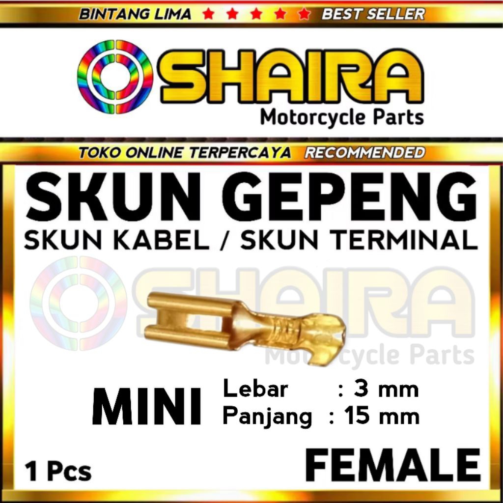 SKUN GEPENG FEMALE MINI 3 ×15 MM / SKUN TERMINAL KABEL / SKUN KABEL / SKUN SAMBUNGAN KABEL SKUN KABE