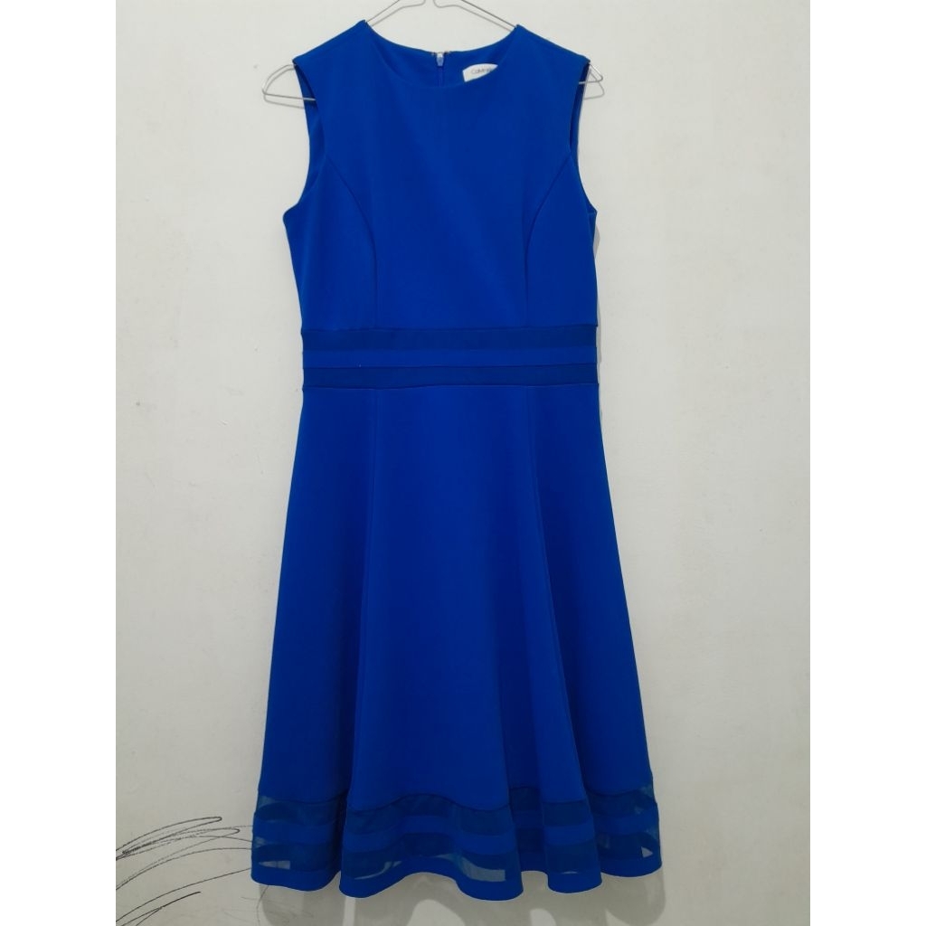 Midi Dress Sleeveless Slim Fit Biru Calvin Klein Preloved