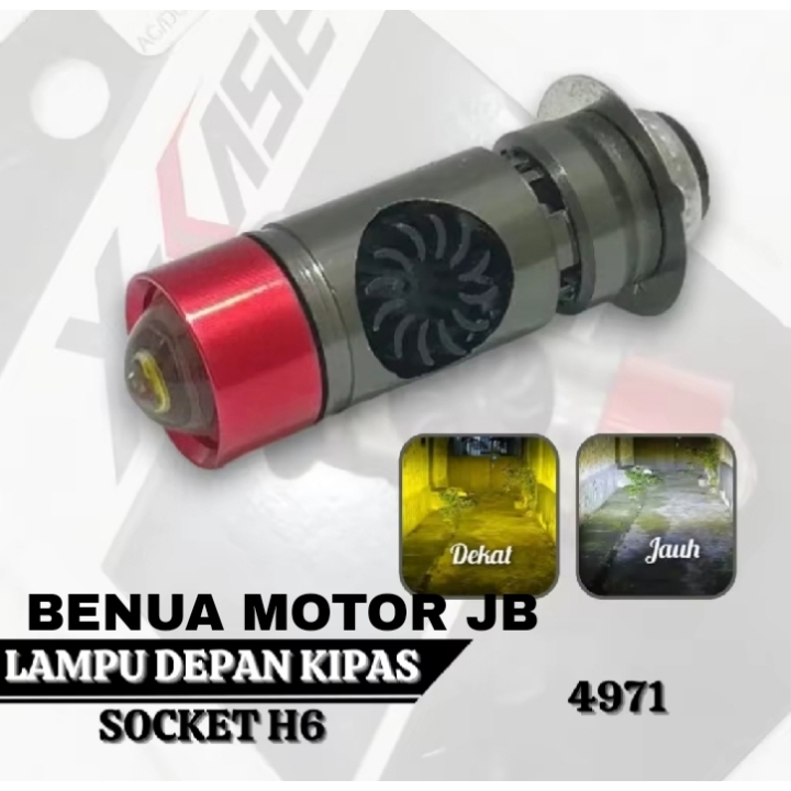 Lampu Utama Motor H6 Laser + Kipas Jauh Dekat Putih Kuning  - Led Laser H6 Bebek Matic Universal / l