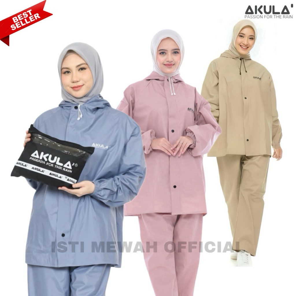 JAS HUJAN AKULA Pria Wanita setelan celana Tebal Kuat bahan karet PVC Anti Rembes