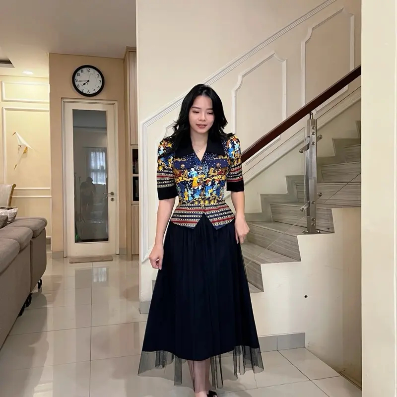 LOVIND Valencia Set Atasan Batik + Rok One Set Korean Style tersedia Midi dan Maxi Panjang cocok unt