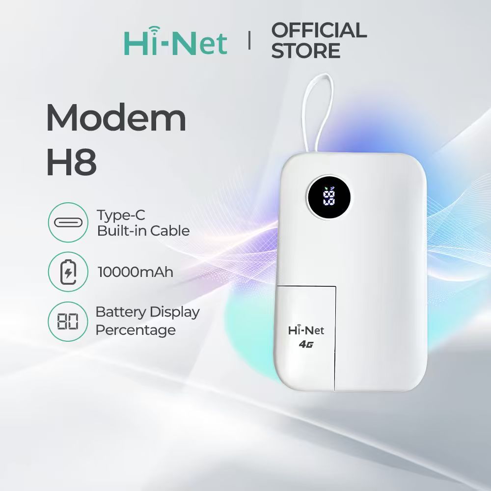 Hi Net H8 Modem Wifi 4G LTE 300Mbps dengan bank daya 10000mAh wifi portabel,Kabel pengisian daya Tip
