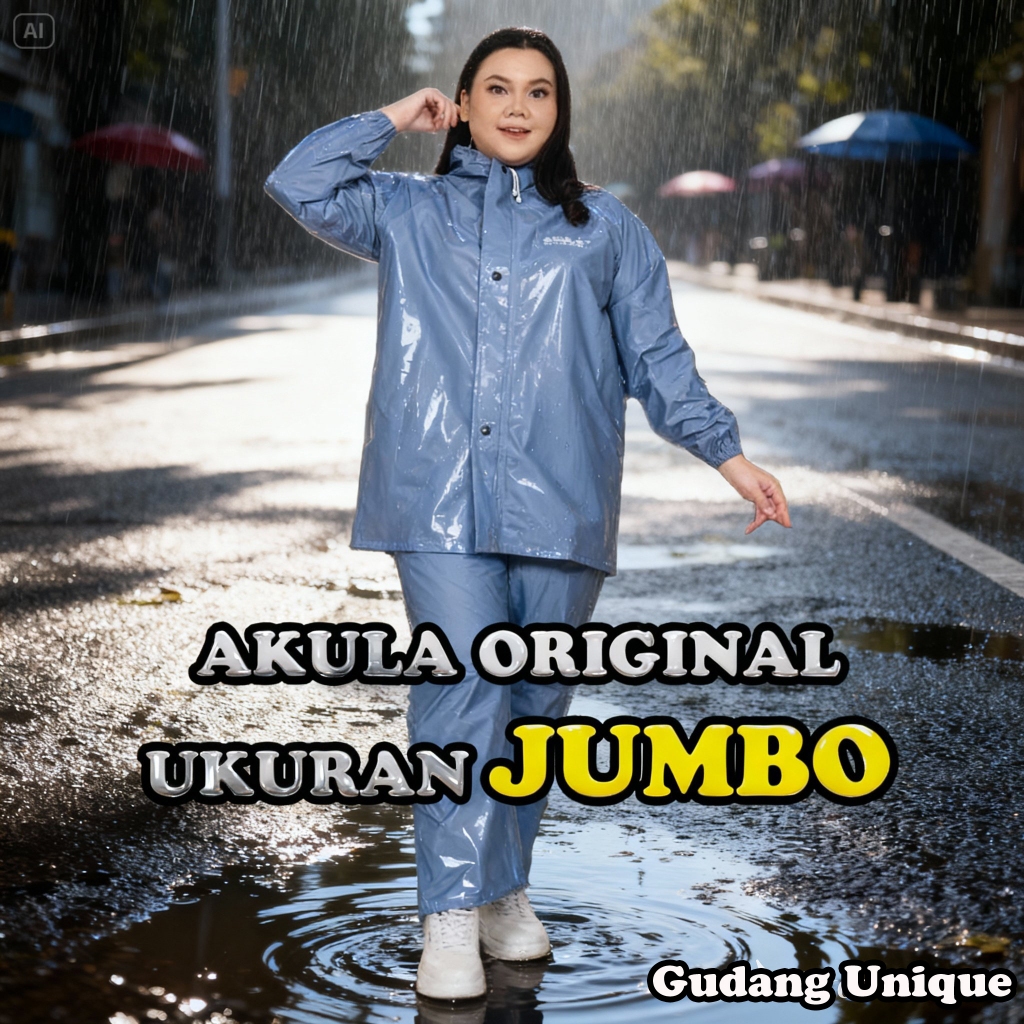 Jas Hujan Akula Jumbo Pria Wanita dewasa Mantol Tebal kuat awet elastis by akula original