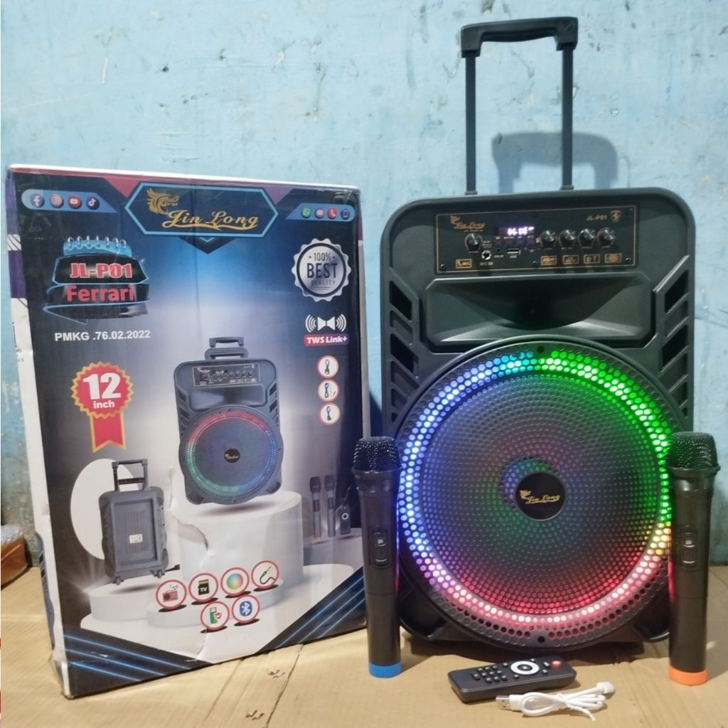 barang baru 5000watt speaker bluetooth karaoke 8,5 inch troly  f8108 LED x bass radio FM  super bass