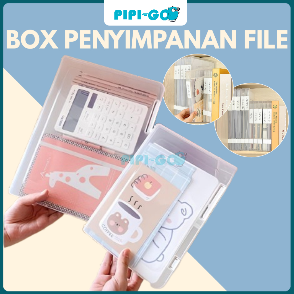 PPG - Kotak Penyimpanan File A4 A5 Clear Folder Kotak Penyimpanan Plastik Transparan