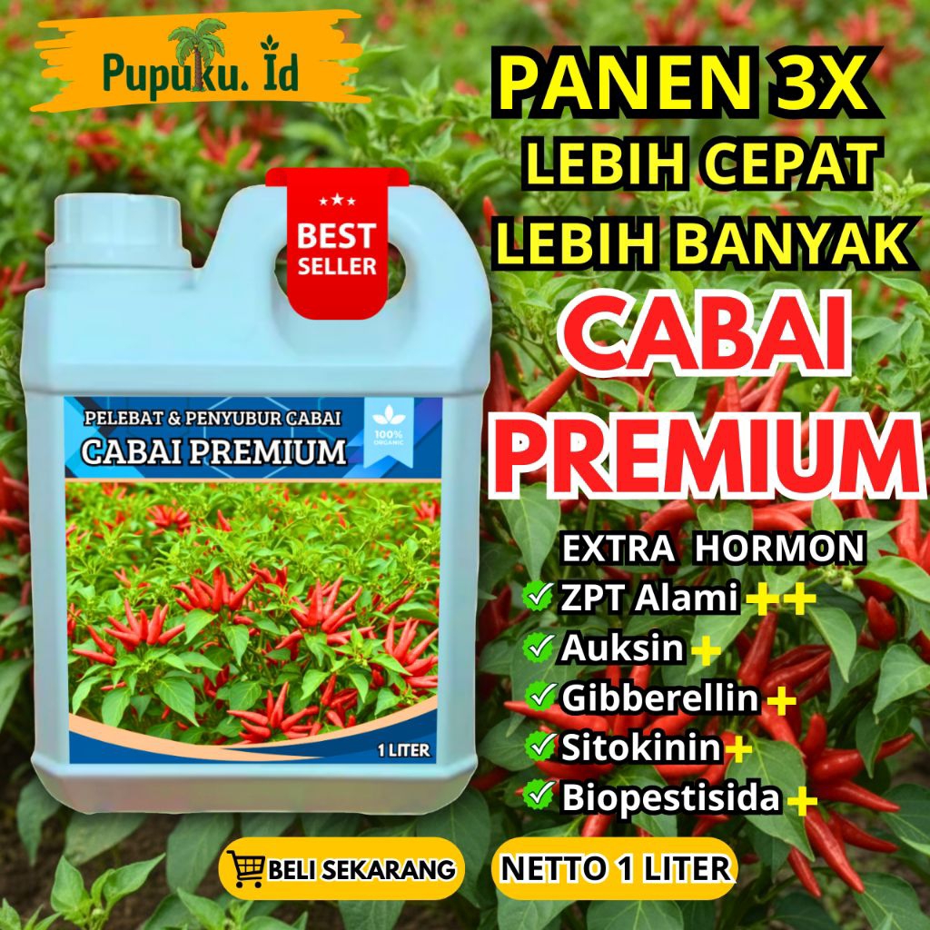 Pupuk booster cabai premium perangsang bunga dan pelebat buah anti rontok | pupuk pertumbuhan cabai 