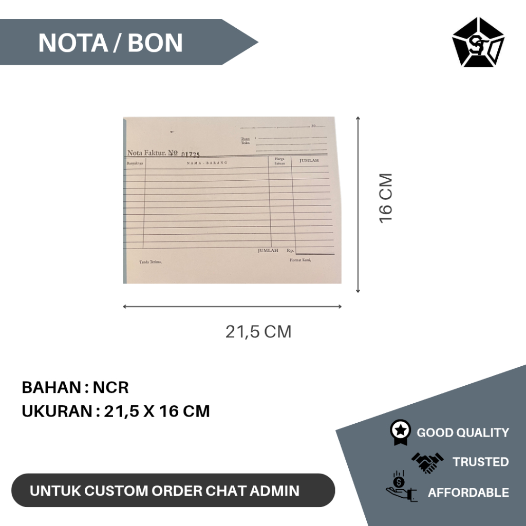 Nota / Bon / Surat Jalan Custom Ukuran