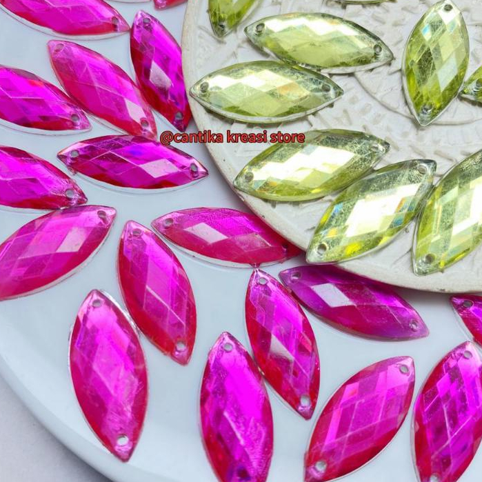 Payet Diamond Jahit Kristal Bentuk Mata Sampan Jumbo Size 12x25 Per Lusin