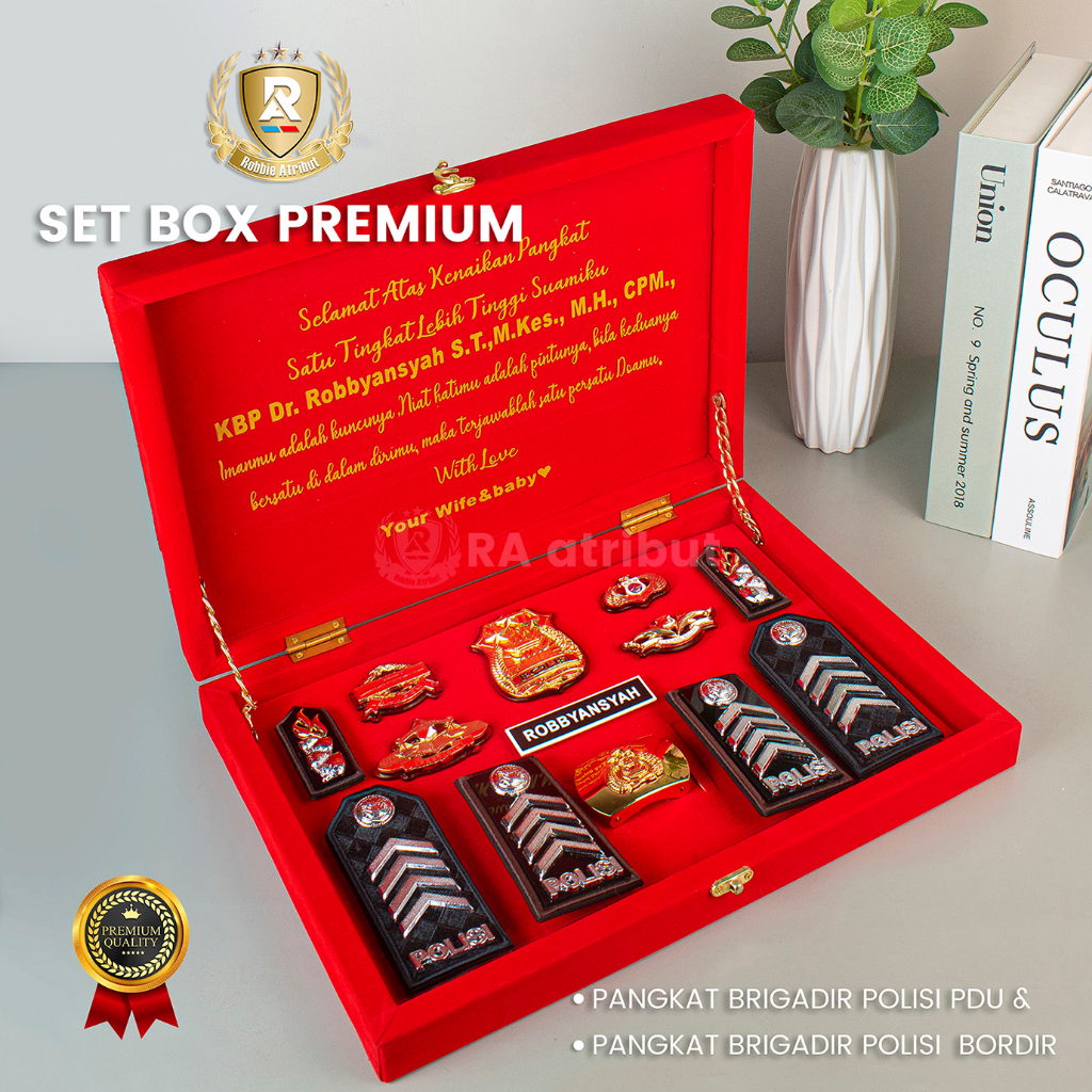 Pangkat Polisi Bripka Bordir Set Box Custom