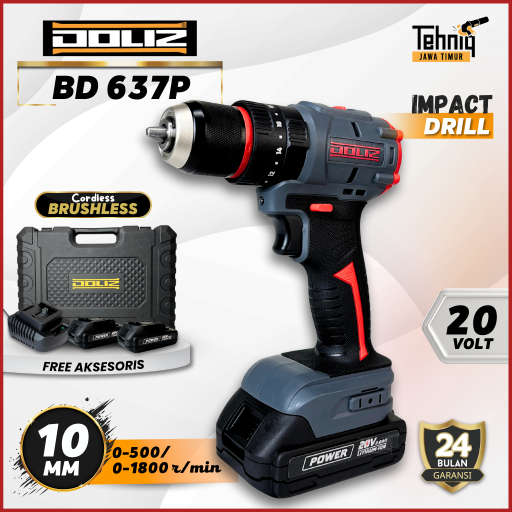 Mesin Bor Listrik Baterai DOLIZ BD 637P Cordless Impact Drill / DOLIZ BD 637 Cordless Impact Drill