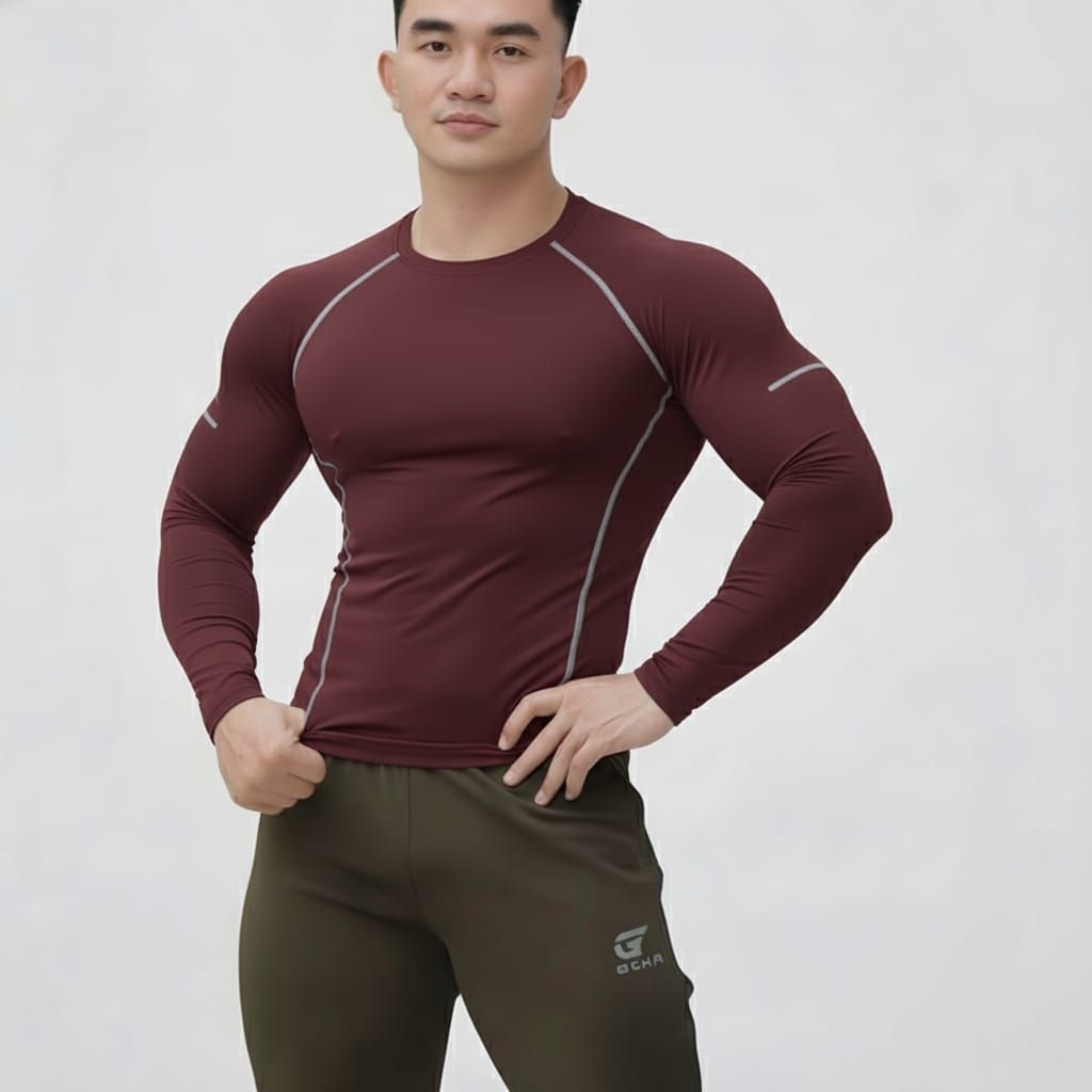 Baju Kaos Pria Olahraga Running Lengan Panjang