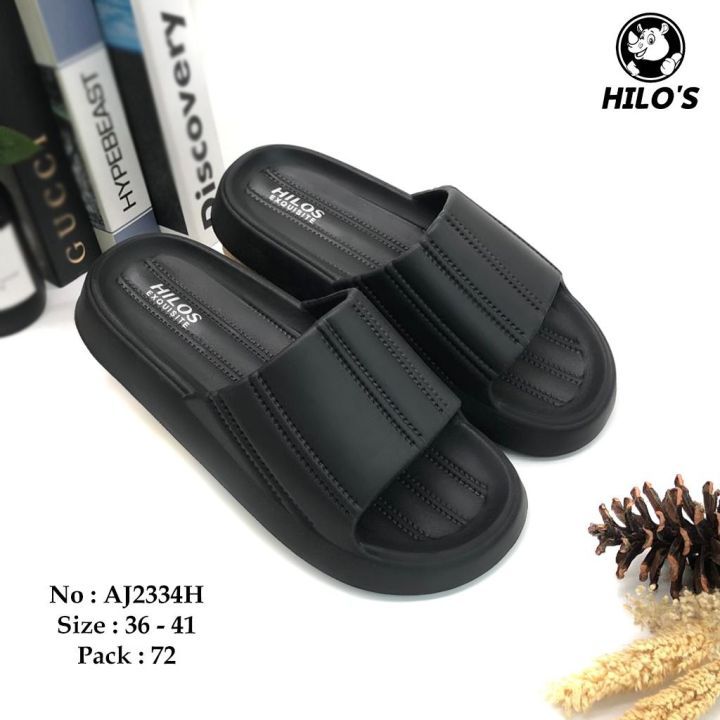 SANDAL HILOS 2334 SANDAL SELOP WANITA HITAM KARET SELOP SLOPUKURAN 36-41
