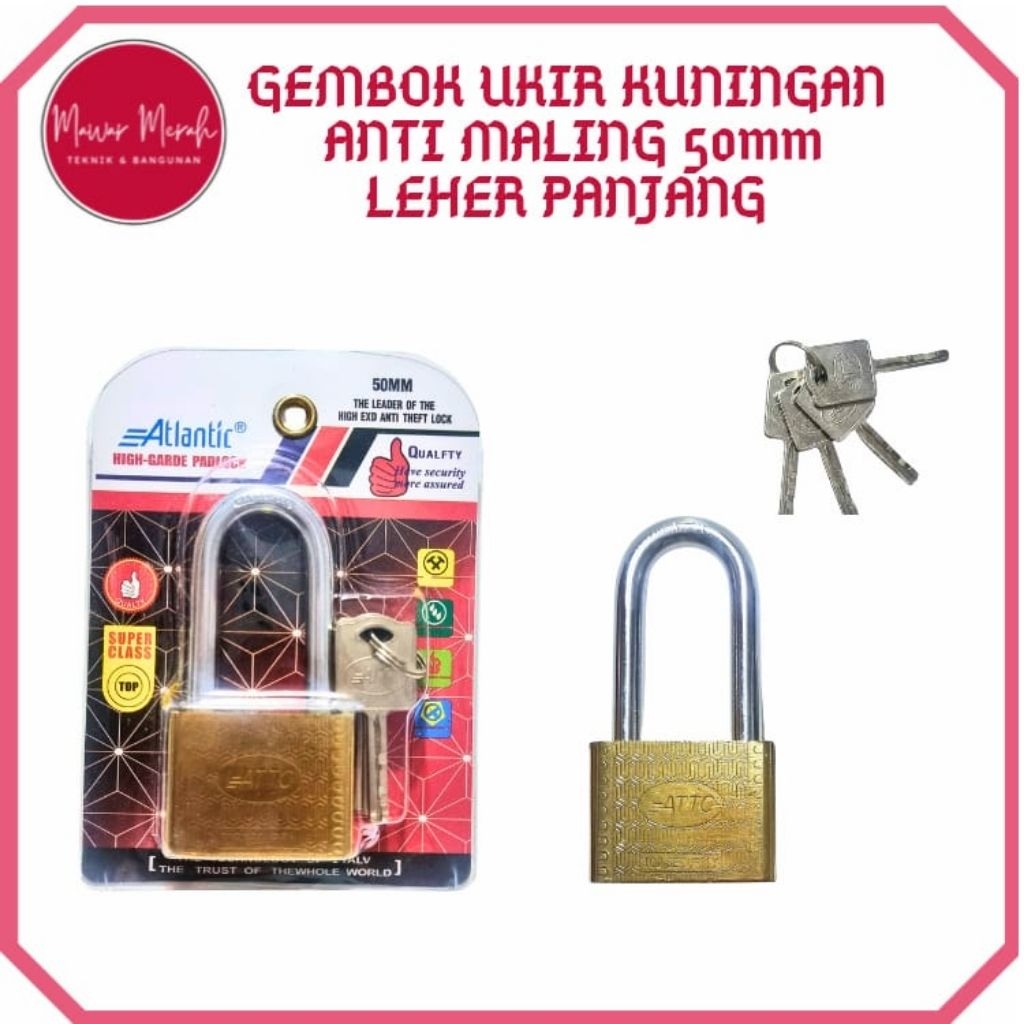 Gembok Anti Maling/Gembok Baja Kuningan 50mm panjang