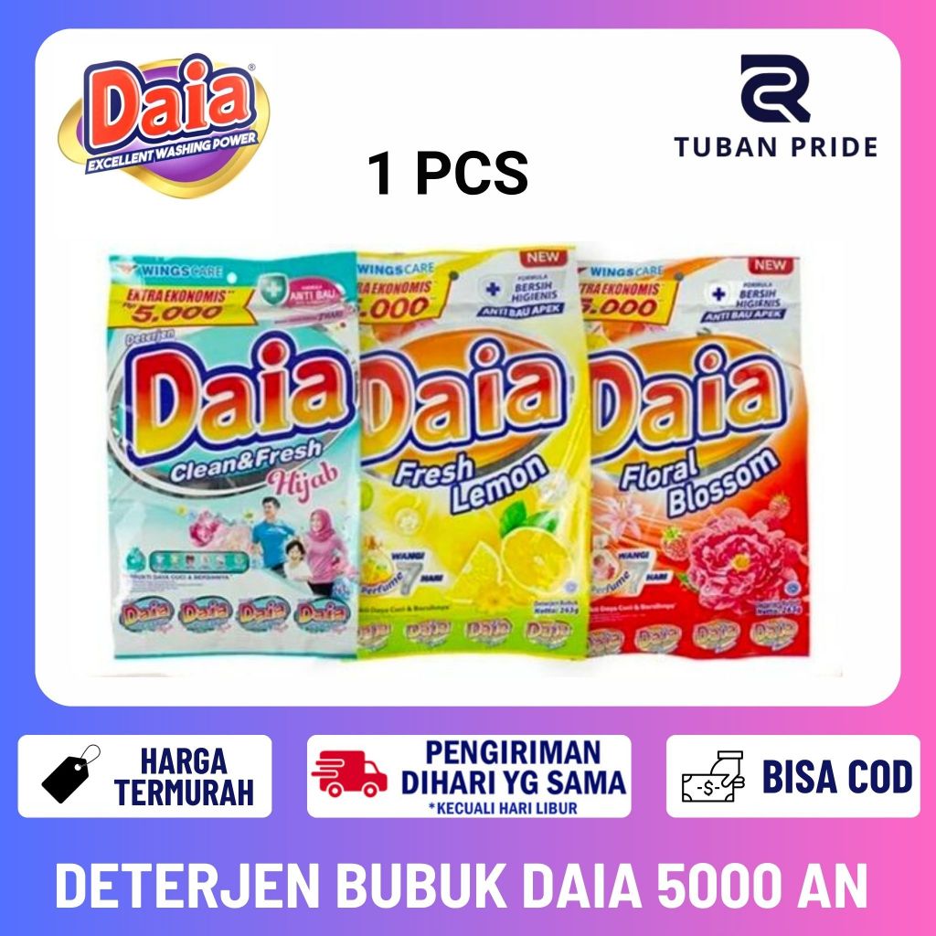 [TP] Deterjen Bubuk Daia Bunga Hemat 5000an 250 Gram Eceran Powder Floral Blossom Fresh Lemon Fruity