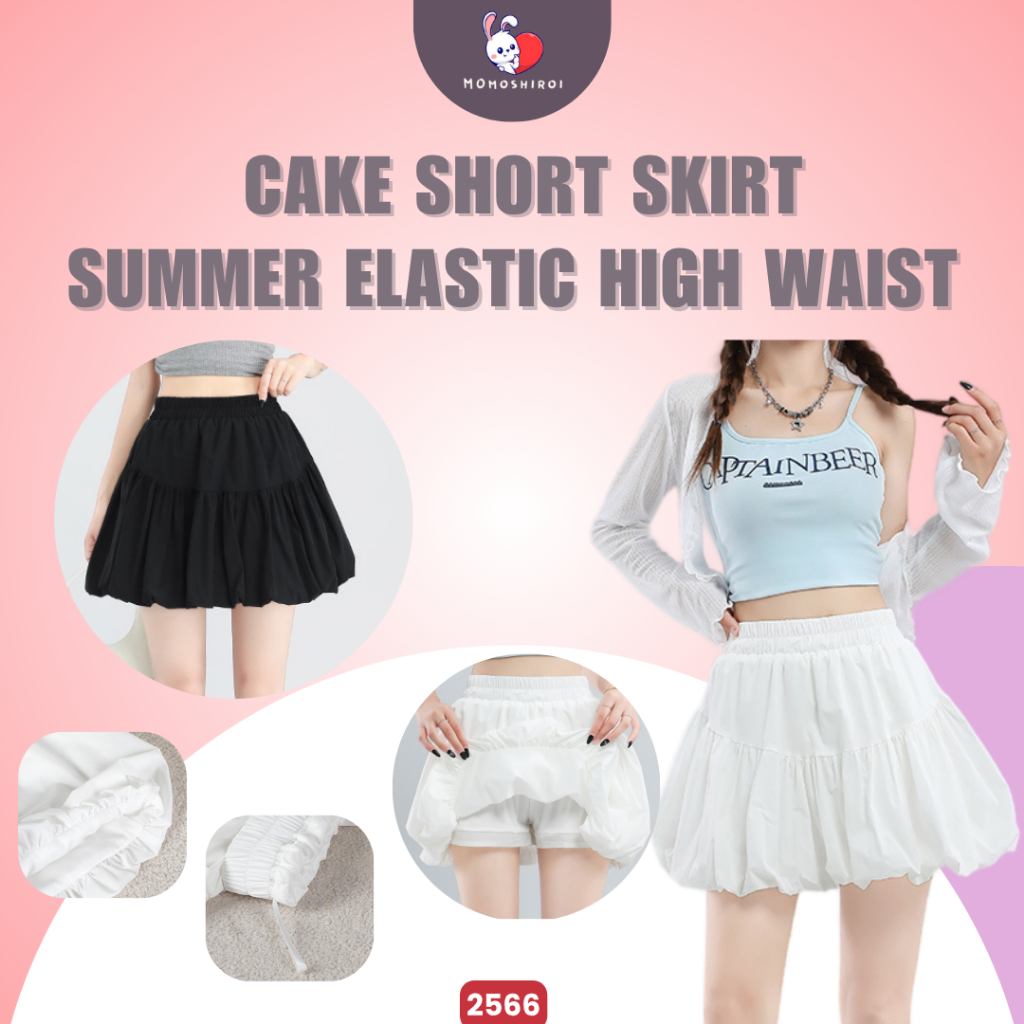 (WH2) 2566 - cake skirt short skirt summer elastic high waist  Rok Puffy Bud yang Lucu Rok kue With 