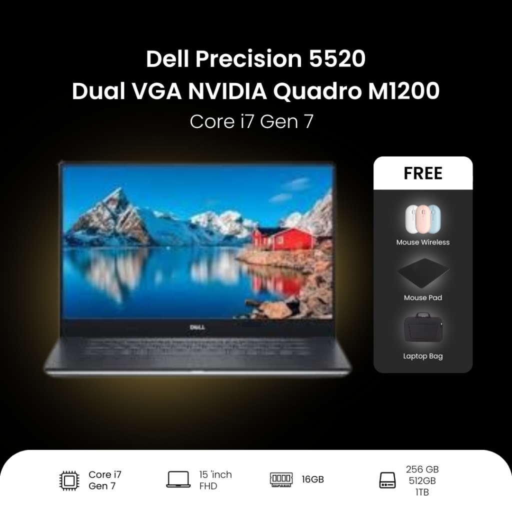 Dell Precision 5520 | Core i7 Gen 7 7820HQ | Double VGA | Laptop Workstation