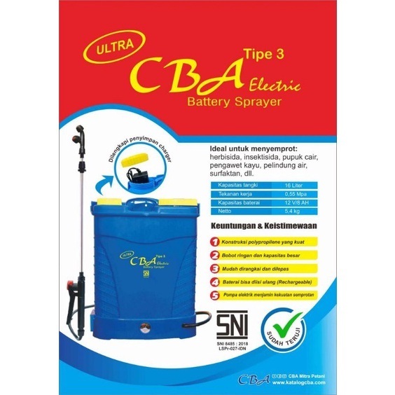 CBA Elektrik Sprayer 16L | Sprayer Elektrik CBA Tipe 3 dan Tipe 4 16 Liter | Semprotan Eletrik