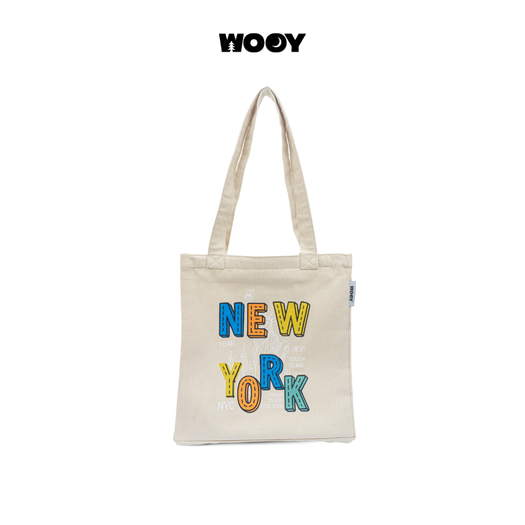 Wooy Tote Bag Kanvas Resleting Tas Multifungsi, Fashion, Aesthetic Pria Wanita - City Series New Yor