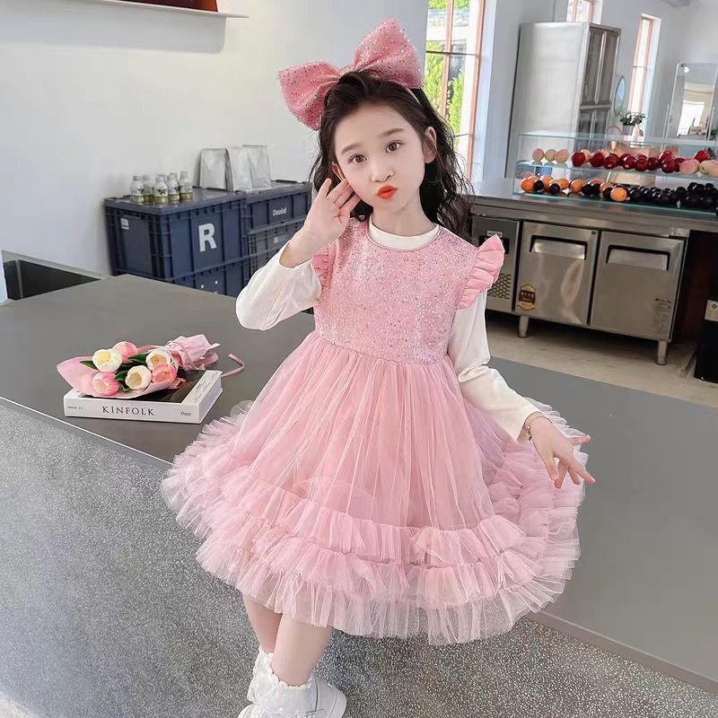 Dress Glitch Import Premium Anak Perempuan Usia 1-4 Tahun | Dress Model 2in1 Baju Katun Lengan Panja