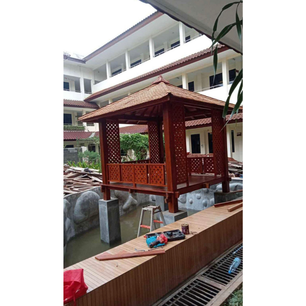 gazebo taman kayu minimalis | gazebo kayu minimalis  | gazebo kayu jati minimalis