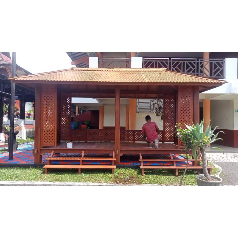 Rumah Kayu Jati Portable 4x2M | gazebo kayu minimalis | gazebo taman kayu jati