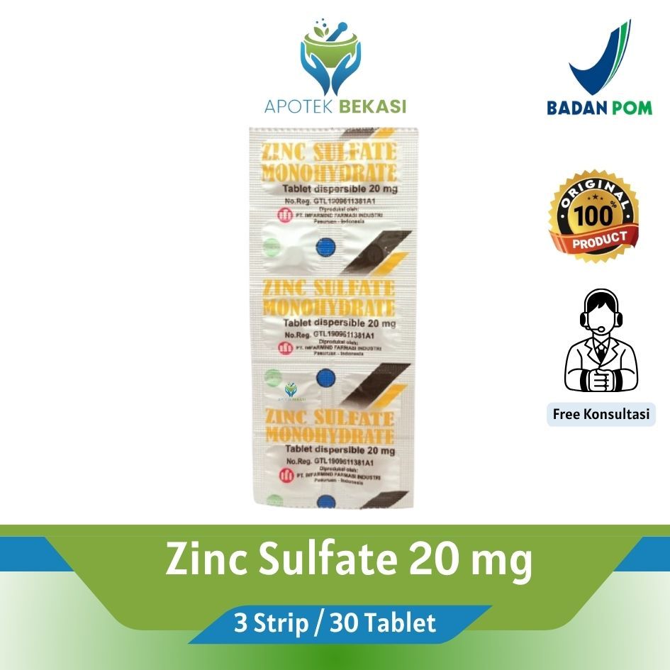 Zinc Sulfate 20 mg - 3 Strip / 30 Tab