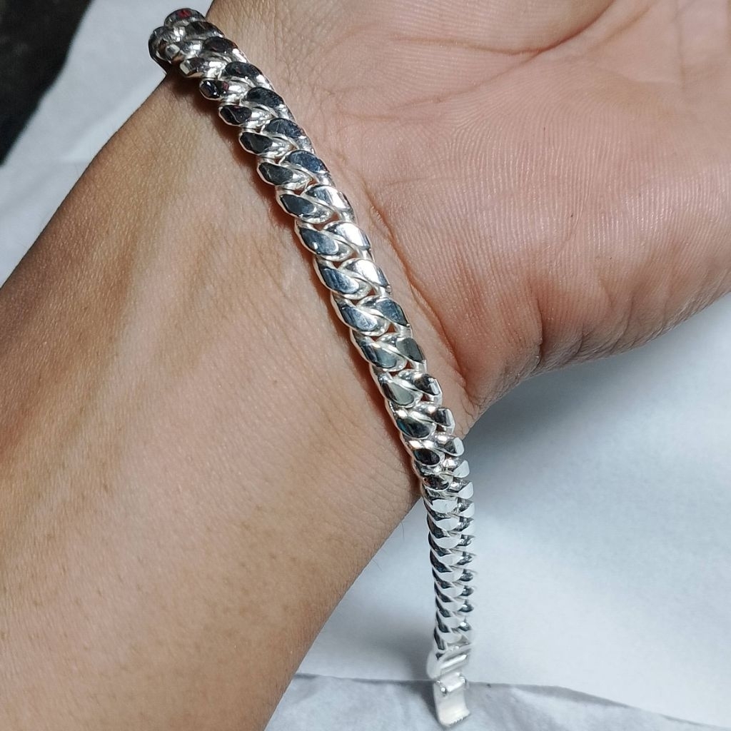 Gelang sisik naga 7mm perak murni asli