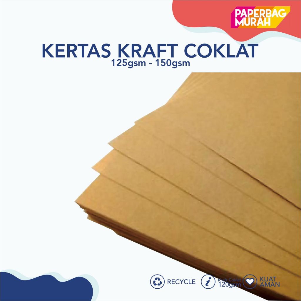 Kertas Kraft Liner Samson Coklat Vintage Plano besar 125gsm - 150gsm per 5 lembar