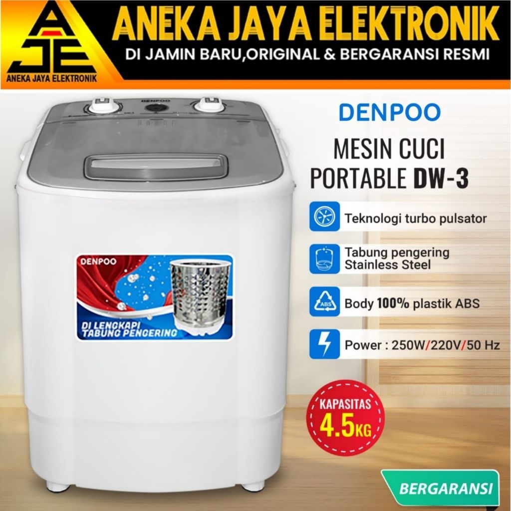 DENPOO MESIN CUCI MINI PORTABLE DW 3 KAPASITAS 4.5 KG