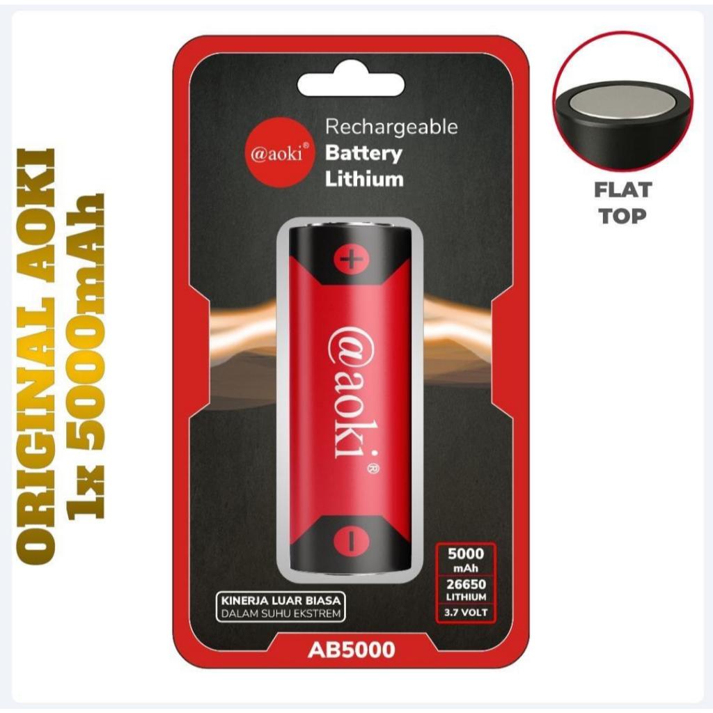 Baterai Lithium Aoki 26650 5000mAh Original Aoki