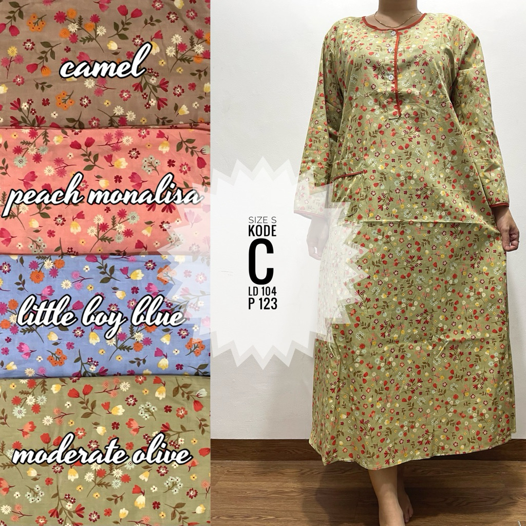 Longdress SIZE S Daster Lengan Panjang Katun Lokal Pretty Girl Busui Bumil