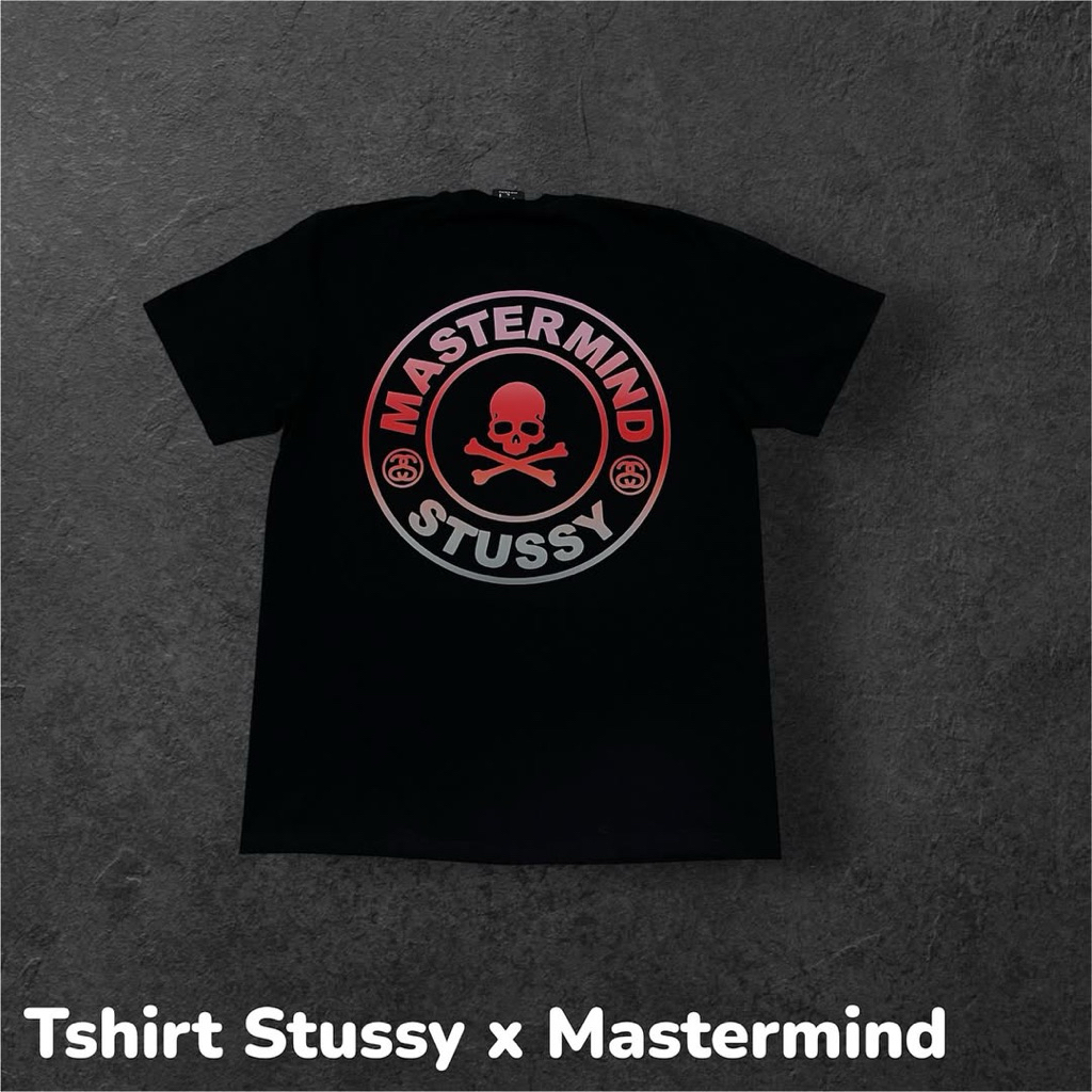 Tshirt Stussy X Mastermind Black Import Full Cotton 20s