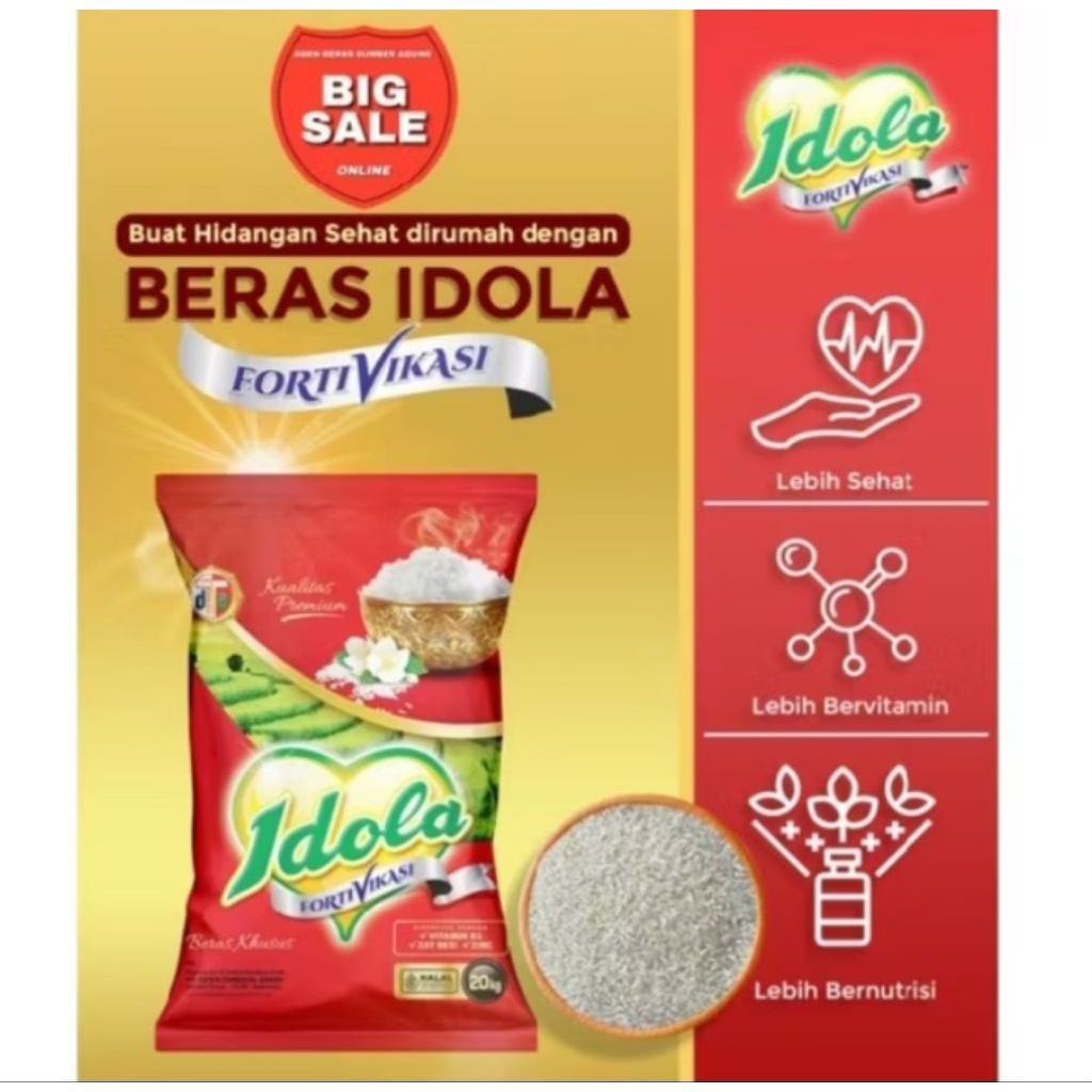 Beras Idola Fortifikasi 20 Kg Beras Premium