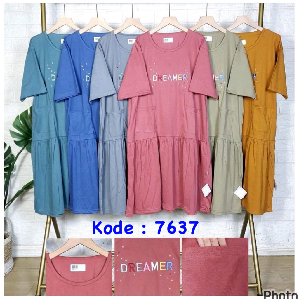 Daster jumbo kaos Amro label Putih