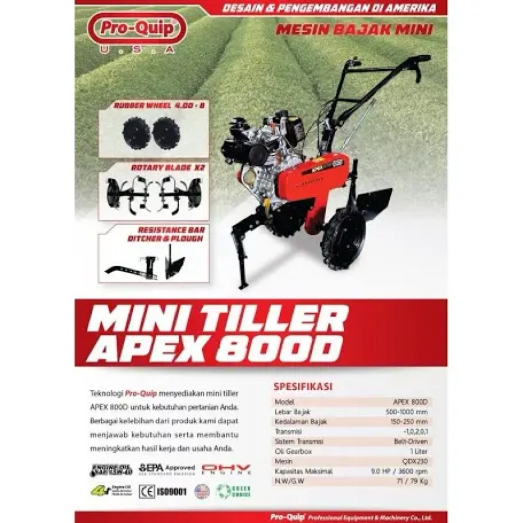 APEX 800D PRO-QUIP DIESEL MESIN TRAKTOR MINI MINI TILLER PROQUIP APEX DIESEL
