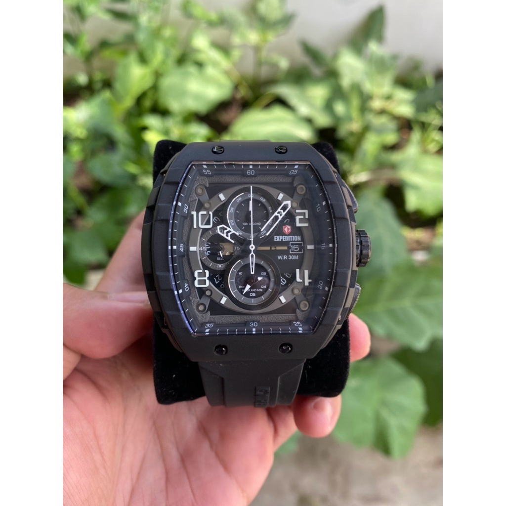 Jam Tangan Pria Expedition E6782M Full Black Second Like New