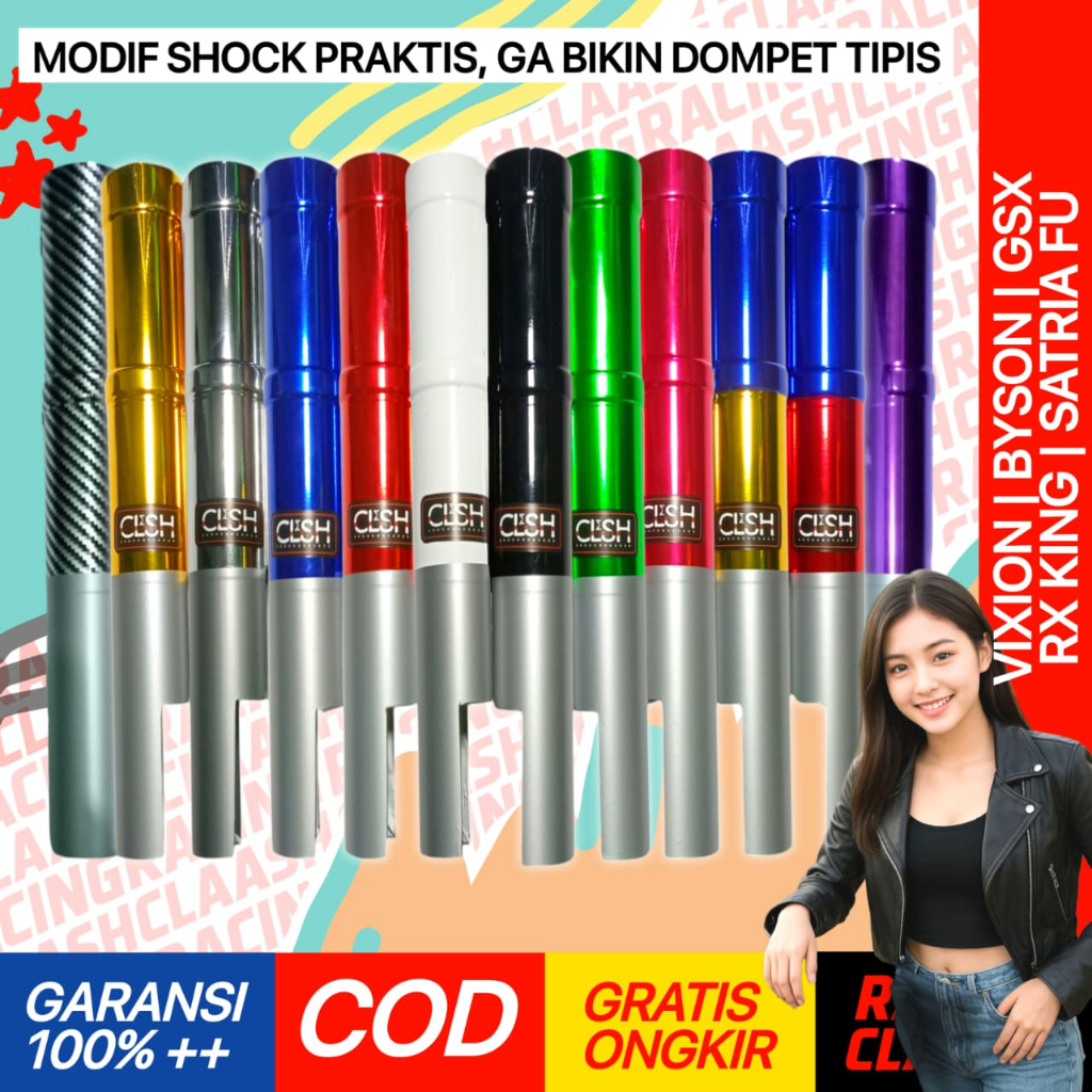 Racing Claash Cover Shock Sok Depan Sport Vixion Byson Satria Fu Rx King Gsx R S Facelift Old Fi New
