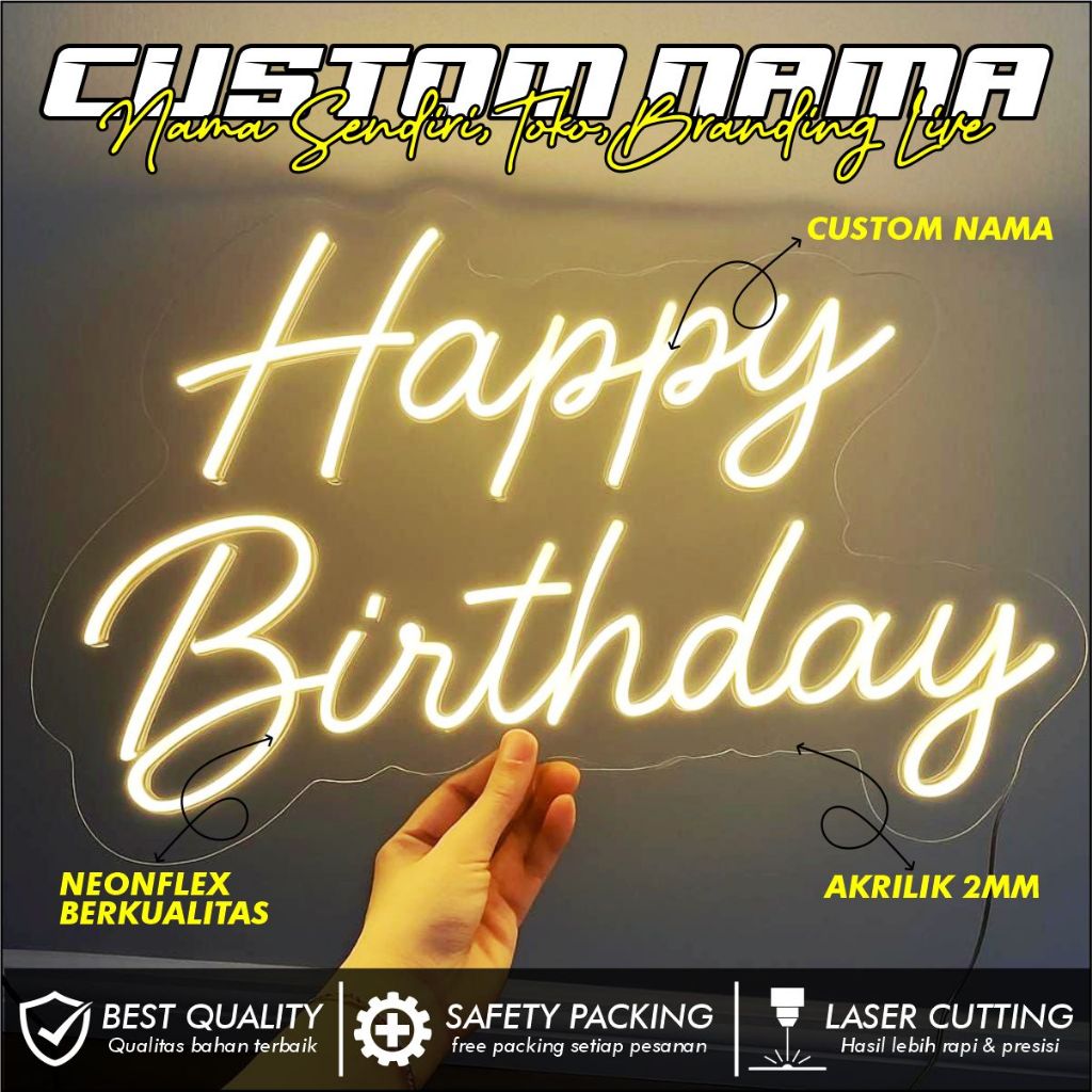 STARSIGN Neon Sign LED Custom | Lampu Tulisan Nama Aesthetic | Dekorasi Ruangan Cantik