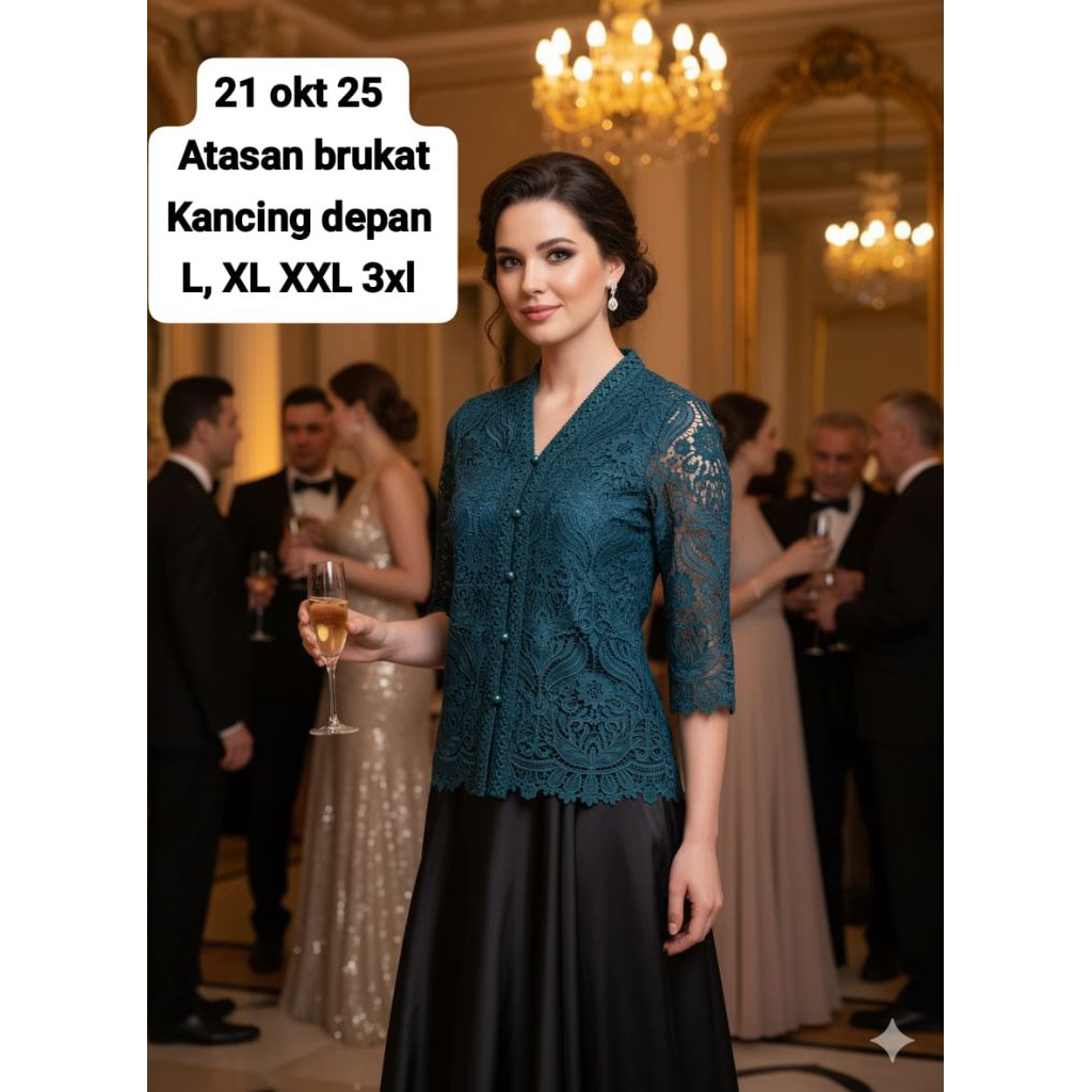 ATASAN KANCING DEPAN BROKAT PREMIUM