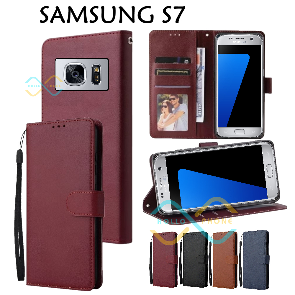 Flip Case Samsung S7 Dompet Wallet Leather Case Premium Casing Hp Samsung S7