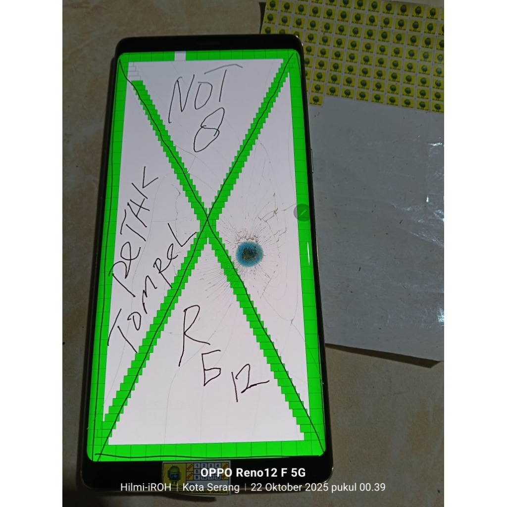 lcd frame Samsung note 8 ori copotan minus RETAK tompel samar bejel GOLD mulus