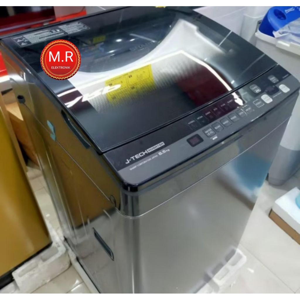 MESIN CUCI SHARP 1 TABUNG OTOMATIS 9,5KG J-TECH INVERTER ES-M9500XT GARANSI RESMI 10 TAHUN