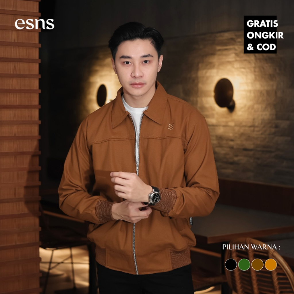 Jaket Canvas Kerah Renzo Casual Pria Slimfit Jaket Kerah