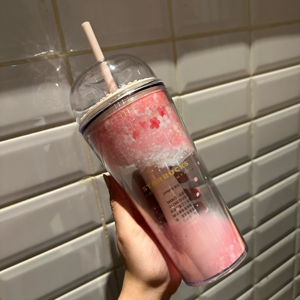 NEW Tumbler Starbucks Sakura Cherry Blossom Dome Lid Spring 2022 Edition Original Starbucks